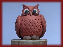 貓頭鷹手作陶哨-中(紅土) 詳盡說明介紹