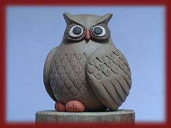 貓頭鷹手作陶哨-中(白紫砂) 詳盡說明介紹